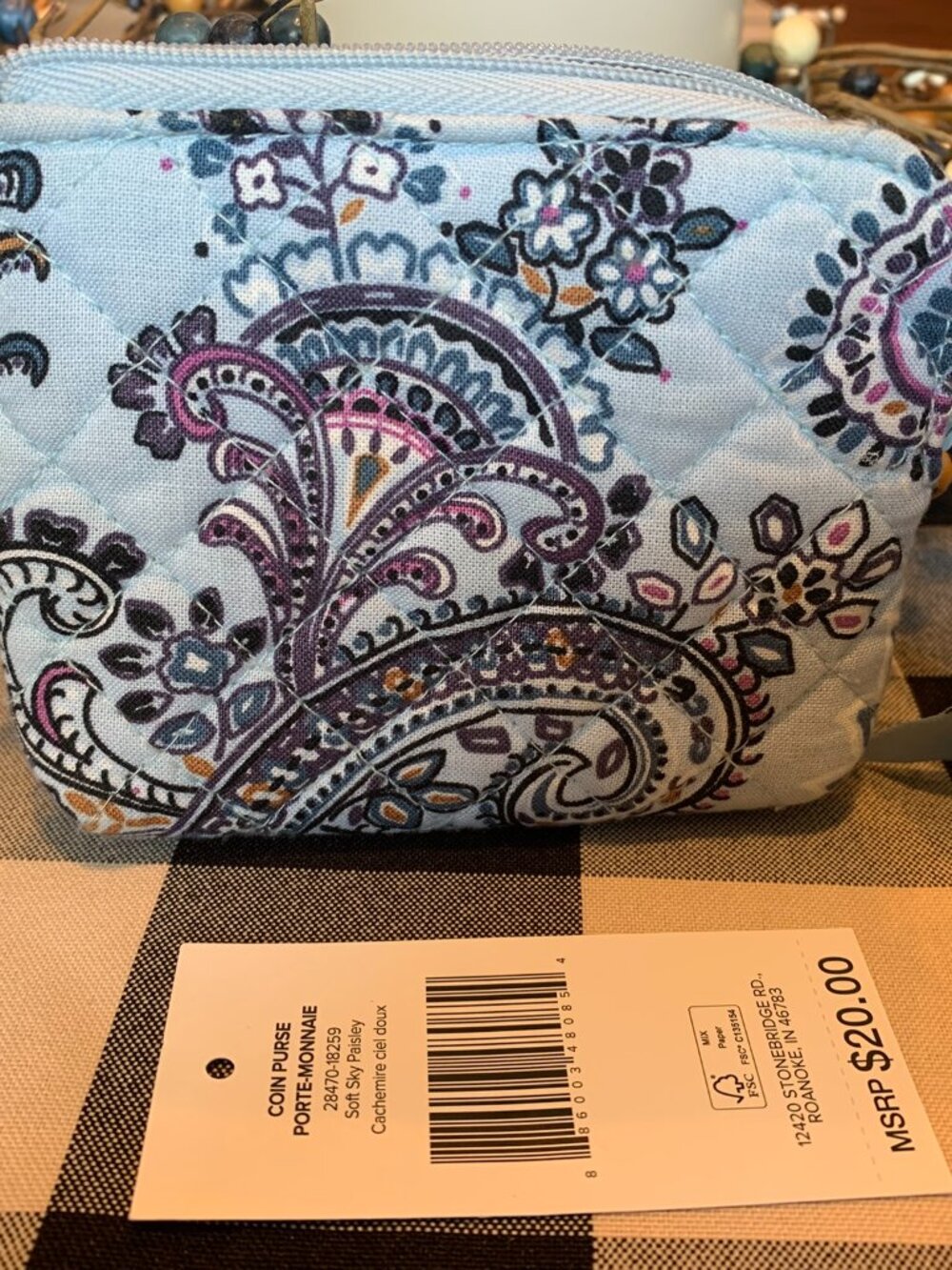 Vera Bradley Coin purse Soft Sky Paisley NWT